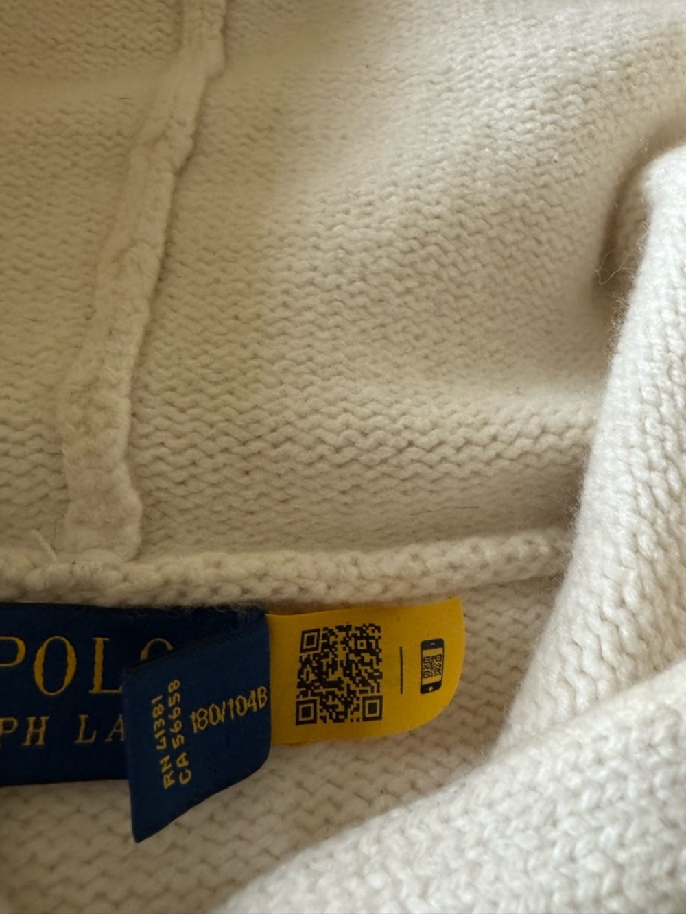 Polo Ralph Lauren Shearling Bear Hoodie Sweater Cream XXL - Picture 5 of 8